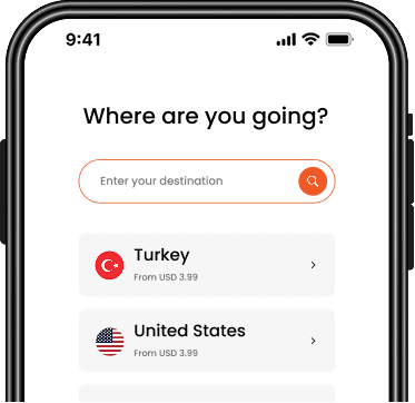 Selecting a destination on mobile app