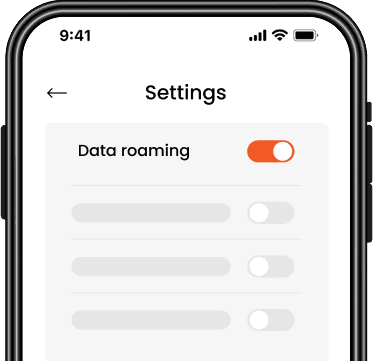 Phone settings showing data roaming toggle